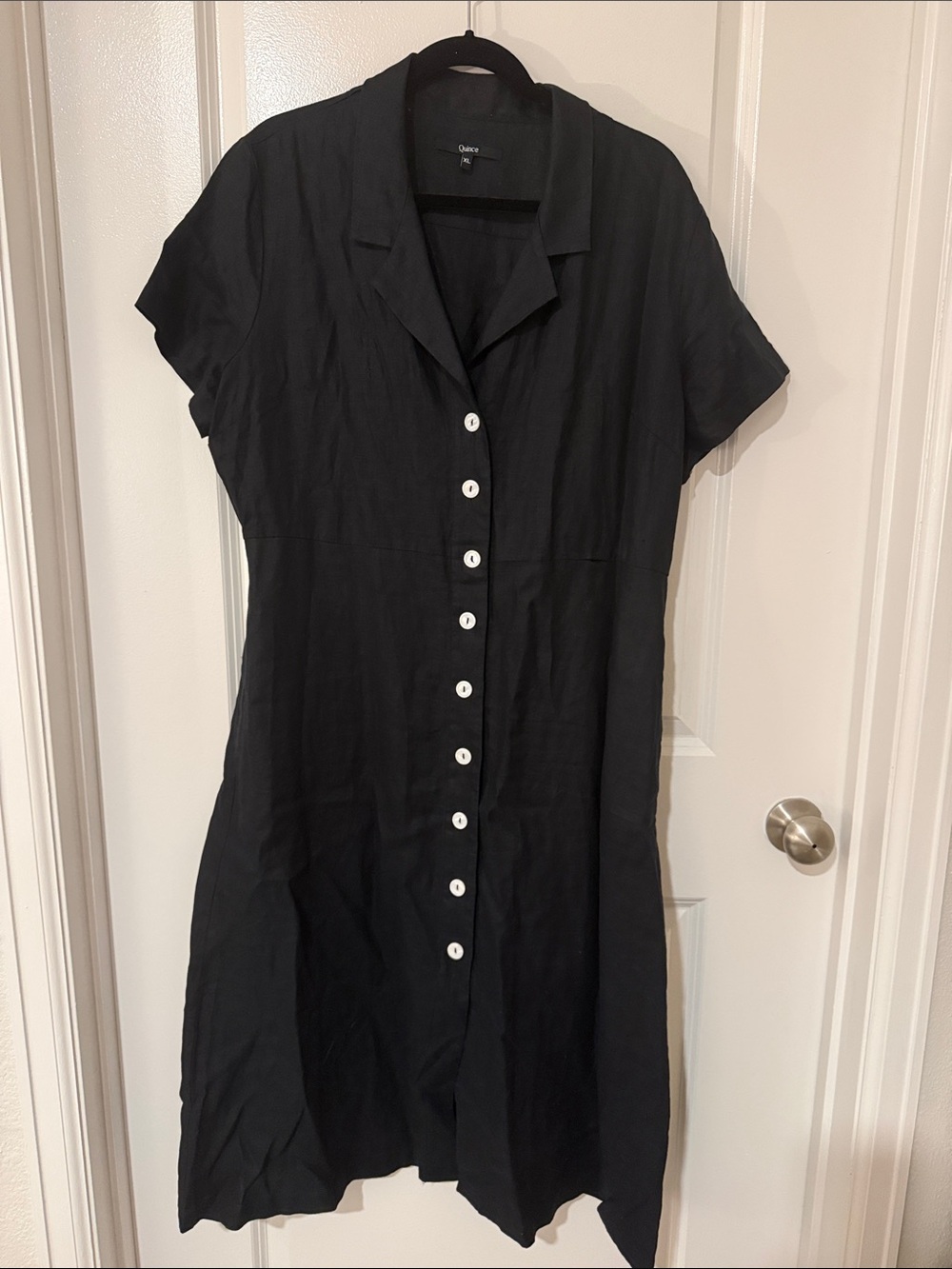 Quince European Linen Midi Button-Front Dress